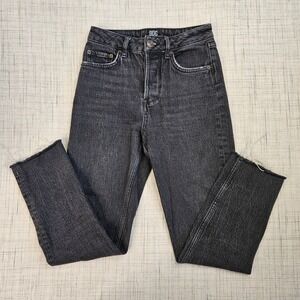 BDG Urban Outfitters Dillon High Rise Straight Leg Jeans Frayed Hem Black 26‎